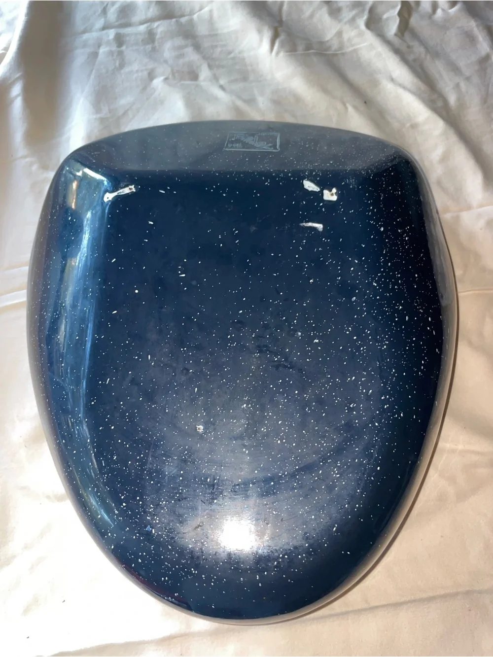 Vintage Speckled Navy Portable Bedpan for Home Bath